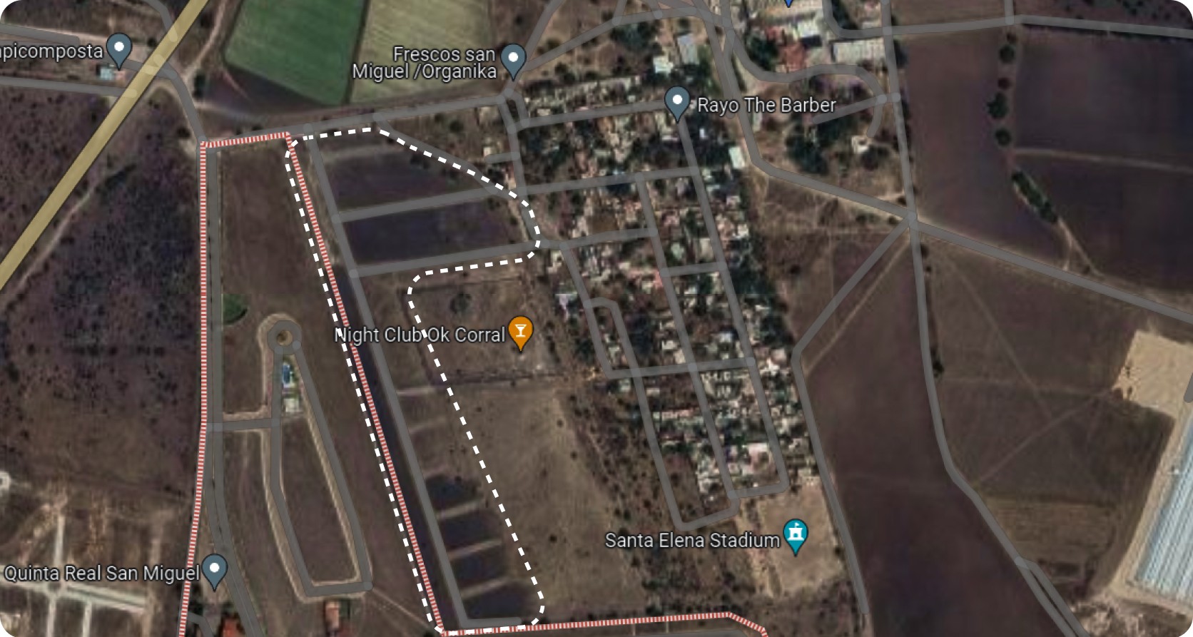 Delimitación del residencial en mapa satelital.